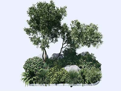 Lush Arbor With Green Plants And Stones In Natural Landscape Design 3d model