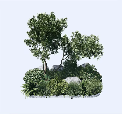 Lush Arbor With Green Plants And Stones In Natural Landscape Design 3d model