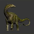 Green Spotted Dinosaur With Spiked Back And Horned Head Standing On Gray Background