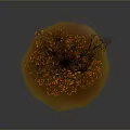 Decorative Model Tree with Brown Trunk Orange Leaves and Yellow Ground Base