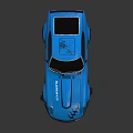 Blue Sports Car With Custom Black Graphics Yellow Headlights Black Wheels And Rear Spoiler