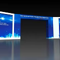 Modern Exhibition Archway With New System Products And Blue Background Design