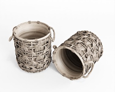 Modern Storage Basket Utensils Dirty Clothes Basket Bamboo Basket Bamboo Basket Bamboo Basket 3d model