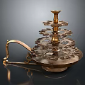 Vintage Brass Candlestick Lamp With Multi Tiered Design And Decorative Carved Base