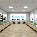 Modern Digital Store Interior With VR Headsets Smartphones And Display Counters 3d model