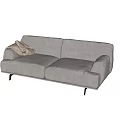 Light Gray Two Seater Sofa With Throw Pillow Against Light Colored Wall On Marble Floor 3d model