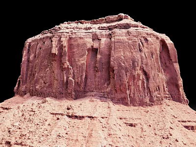 Garden Landscape Featuring Red Rock Formation With Natural Texture And Sandy Base 3d model