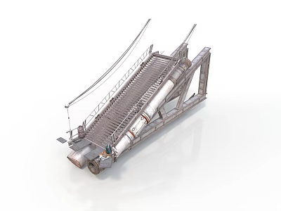 Heavy Duty Industrial Conveyor Equipment With Metal Frame And Belt System 3d model