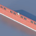 Red Brick Wall Structure With Multiple Small Windows Circular Top And White Base Decoration 3d model