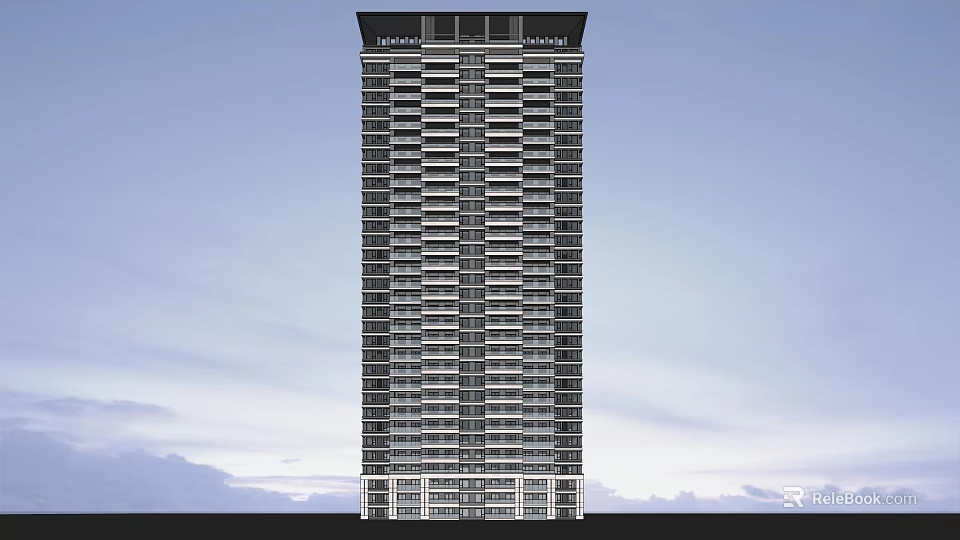 Modern High Rise Apartment Tower With Glass Windows And Contemporary Exterior Design 3d model 