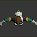 3D Game Movie Character With Brown Short Hair Green Yellow Outfit Gray Pants White Boots