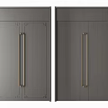 Modern Dark Gray Double Doors With Golden Handles And Decorative Frames 3d model