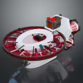 Industrial Circular Machinery 3D Model With Red White Components And Mechanical Parts