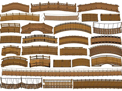 Modern Bridge Wooden Bridge Wooden Arch Bridge Landscape Bridge Wooden Trestle Bridge Suspension Bridge Small Bridge Cable Bridge 3d model