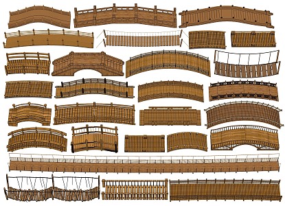 Modern Bridge Wooden Bridge Wooden Arch Bridge Landscape Bridge Wooden Trestle Bridge Suspension Bridge Small Bridge Cable Bridge 3d model