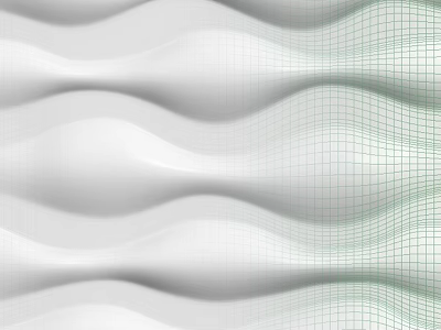Wavy White Wall with Modern Green Grid Pattern and Textured Surface Design 3d model