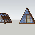 Triangular Roof Wooden Houses With Large Glass Windows And Dual Modern Design