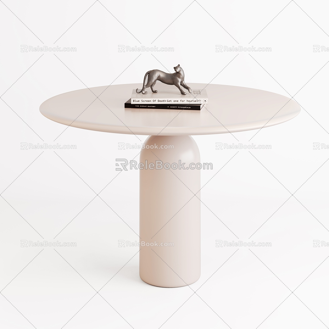 Cream Style Dining Table Round Dining Table Metal Dining Table Vintage Dining Table Negotiation Table 3d model