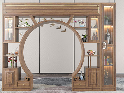 Chinese-style Pass Moon Cave Gate Bogu Frame model