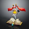Game Movie Character Red Twin Ponytails Golden Decorations Yellow Dress Magic Wand On Open Book