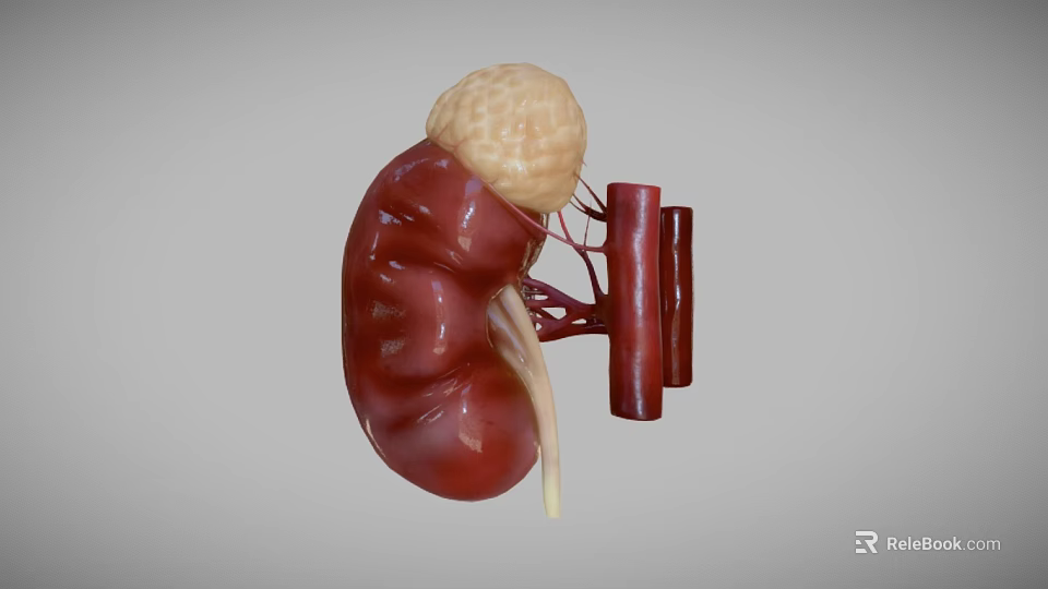 Sci Fi Game Character Anatomical 3D Kidney Model With Red Vessels Design 3d model 