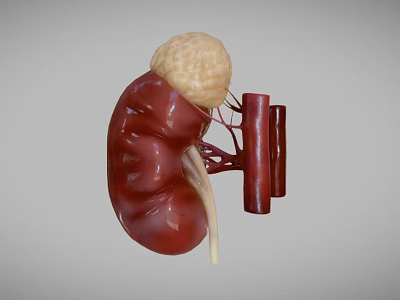 Sci Fi Game Character Anatomical 3D Kidney Model With Red Vessels Design 3d model