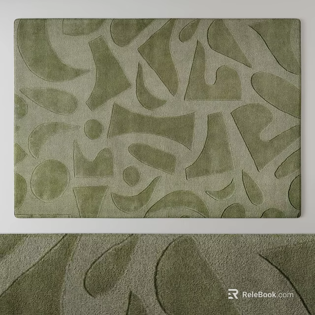 Green Square Rug With Abstract Geometric Textured Patterns For Modern Decor 3d model 