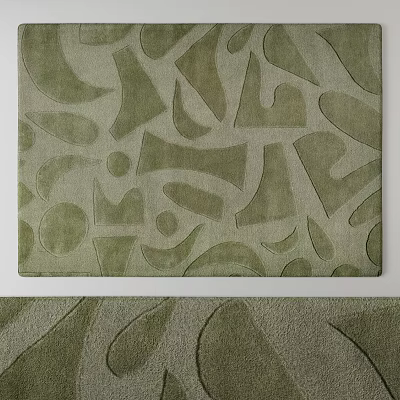 Green Square Rug With Abstract Geometric Textured Patterns For Modern Decor 3d model