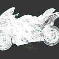 Silver and Blue Modern Streamlined Motorcycle with Futuristic Design Transparent Windscreen 3d model
