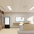 Hospital Outpatient Clinic Interior Featuring Reception Desk Waiting Seats Glass Partitions And Potted Plant