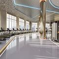 Luxurious Modern Gym Interior With Fitness Equipment And Health Sign
