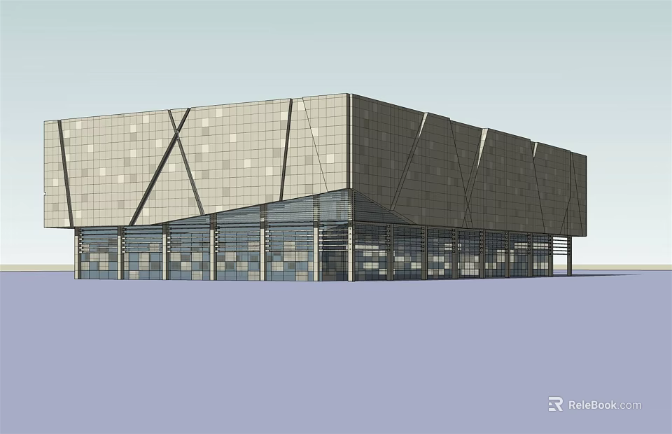 Contemporary Commercial Complex With Geometric Glass Curtain Wall And Modern Architectural Design 3d model 