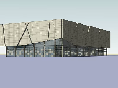 Contemporary Commercial Complex With Geometric Glass Curtain Wall And Modern Architectural Design 3d model