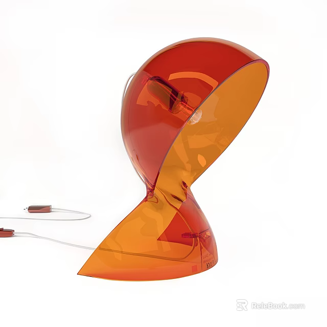 Modern Orange Transparent Table Lamp With Unique Sleek Acrylic Shape Design 3d model 