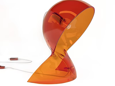 Modern Orange Transparent Table Lamp With Unique Sleek Acrylic Shape Design 3d model