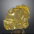Golden Decorative Sculpture With Intricate Mechanical Details And Ornate Carvings