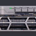 Industrial Server Equipment Structure With Metal Frame Rectangular Modules And Cabling