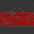Red Metal Toolbox for Storing Hardware Tools with Worn Vintage Design