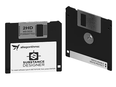 Vintage Floppy Disk Digital Storage Media With Label And Retro Design 3d model