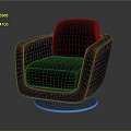 Modern Black Leather Accent Chair With Circular Metal Base And Comfortable Armrests