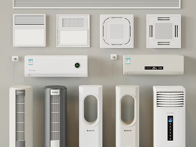 Modern Air Conditioners and Fans Collection With Wall Mounted Floor Standing And Tower Designs 3d model