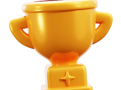 Decorative Ornament Set Featuring Gold Trophy With Handles And Star On Base 3d model
