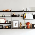 Modern Middle Bauhaus Orbital Bookshelf Orbital Bookcase Partition Decorative Ornaments Table Lamp Aromatherapy Record Decorative Painting 3d model