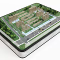 Commercial Equipment 3D Model for Urban Planning with Buildings Roads and Green Belts
