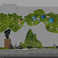 Indoor Landscape With Green Moss Wall Hanging Decorative Balls Rockery And Stones