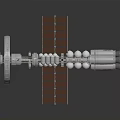 Detailed Orbital Spacecraft Structure With Circular Module And Solar Panels Array