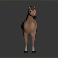 Brown Horse 3D Model Standing On Dark Background With Reflection 3d model