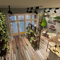 Cozy Florist Shop Interior With Green Plants Flower Racks Wooden Flooring And Decorative Lighting
