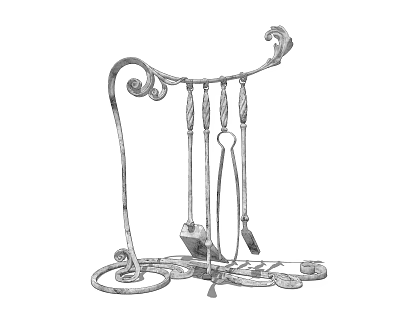 Decorative Fireplace Tools Set With Metal Stand And Essential Fire Accessories 3d model