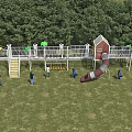 Outdoor kindergarten large amusement equipment non-standard toy combination large slide combination 3d model